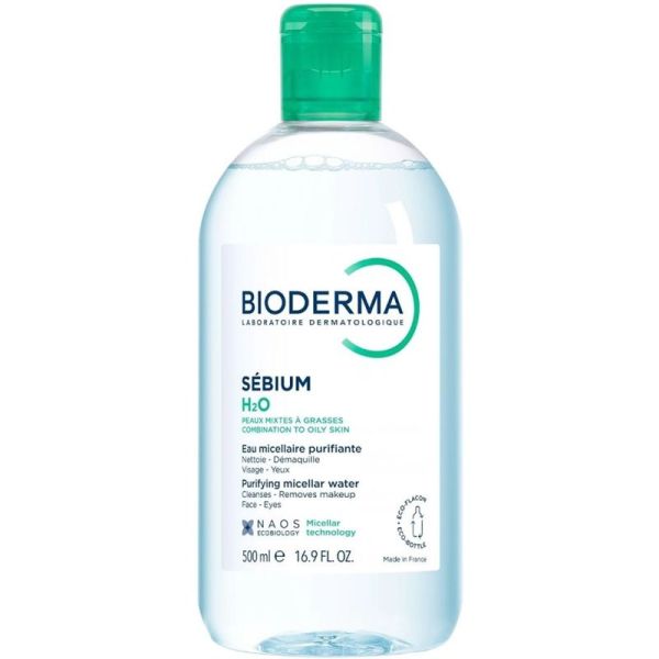 Bioderma Sébium H2O Solution Micellaire Nettoyante Purifiante 500ml – Eau micellaire peaux grasses