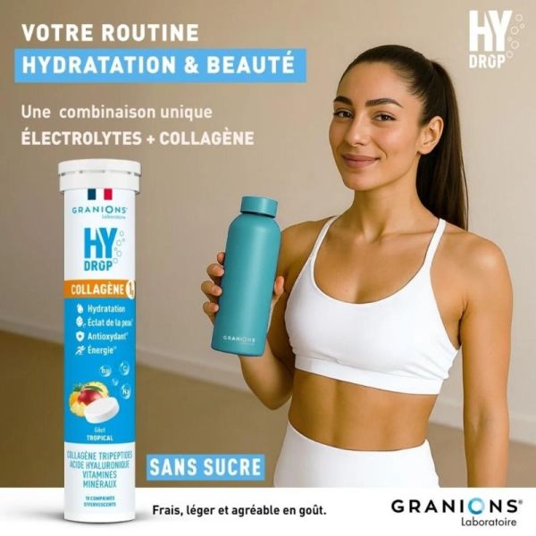 Granions Hydrop Collagène Tropical 18 comprimés effervescents - Hydratation et éclat de la peau