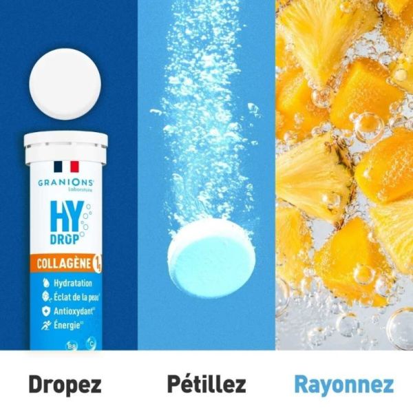 Granions Hydrop Collagène Tropical 18 comprimés effervescents - Hydratation et éclat de la peau