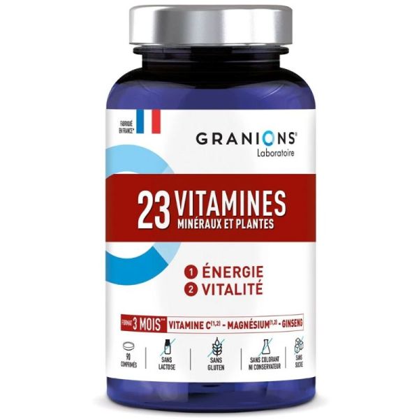 Granions 23 Vitamines, Minéraux Et Plantes 60 Comprimés - énergie, vitalité, réduction de la fatigue