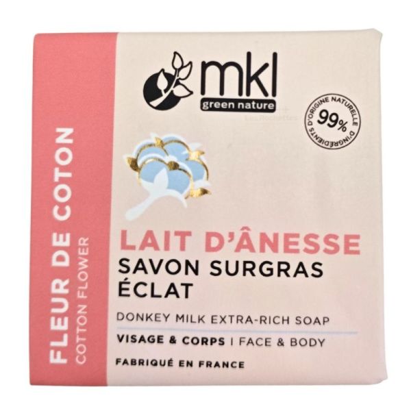 MKL Green Nature Lait d'Ânesse Savon Surgras Éclat Fleur de Coton 100 g - Illumination et nettoyage des peaux sensibles