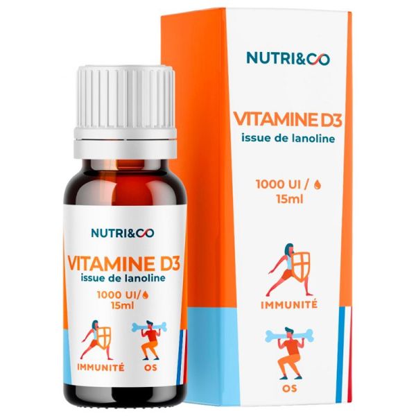 Nutri&Co Vitamine D3 Lanoline - 15 ml - Immunité et santé osseuse