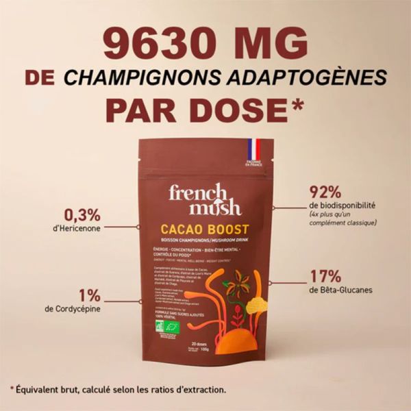 French Mush Boisson Boost Bio Cacao 20 doses – Énergie et Métabolisme