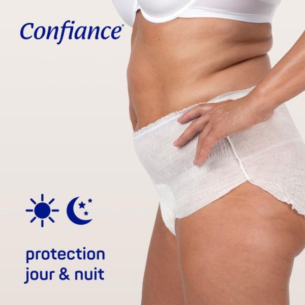 Confiance Mobile 10 Gouttes Taille L – 14 slips absorbants jour et nuit, discret et confortable, absorption rapide