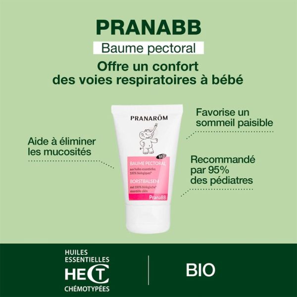 Pranarôm PranaBB Baume Pectoral Bio 40ml – Confort respiratoire et sommeil