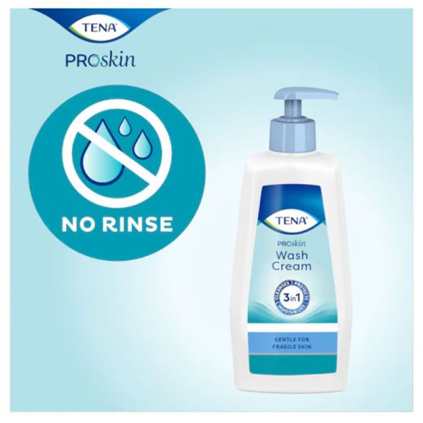 Tena ProSkin Crème de Lavage en Flacon Pompe 500 ml - Nettoie, protège et hydrate la peau âgée fragile