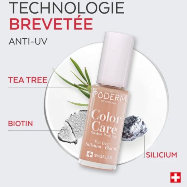 Poderm Color Care Tea Tree Beige 8 ml - vernis à ongles purifiant