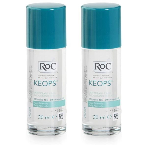 RoC Keops Déodorant Roll-On 48h Peaux Sensibles - Lot de 2 x 30 ml
