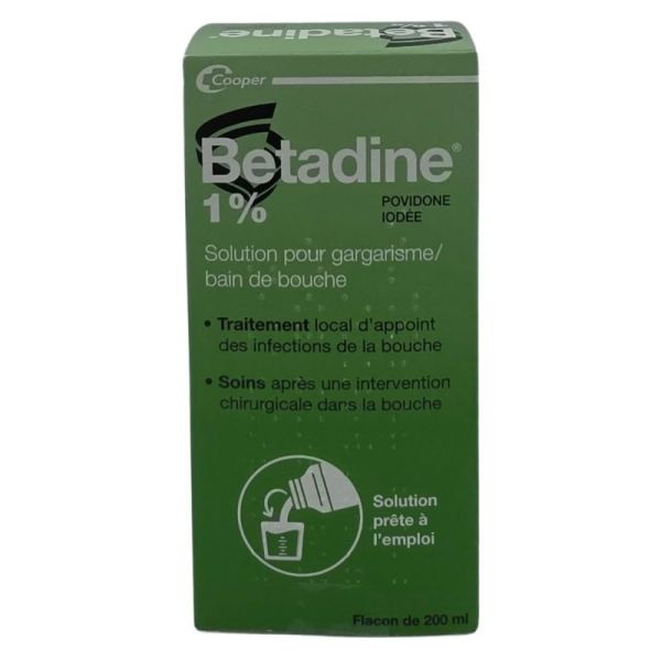Betadine 1 % Bain de bouche 200 ml - Traitement des infections de la bouche