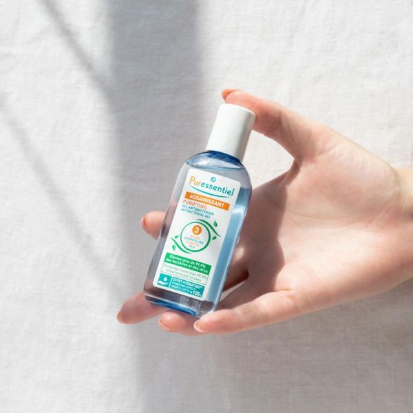 Puressentiel Gel Antibactérien aux 3 Huiles Essentielles 80 ml – Format poche désinfectant voyage