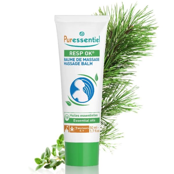Puressentiel Resp OK Baume de Massage aux 19 Huiles Essentielles 50 ml – Favorise le bien-être respiratoire et réconforte dès les premiers frissons