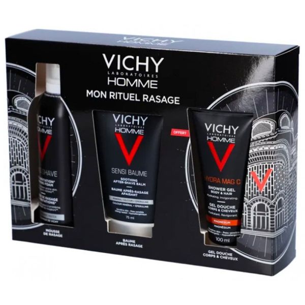 Vichy Homme Coffret Mon Rituel Rasage - Mousse de Rasage + Baume Après-rasage + Gel Douche