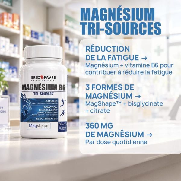 Eric Favre Magnésium Tri-Sources 60 Gélules – Anti-fatigue et système nerveux