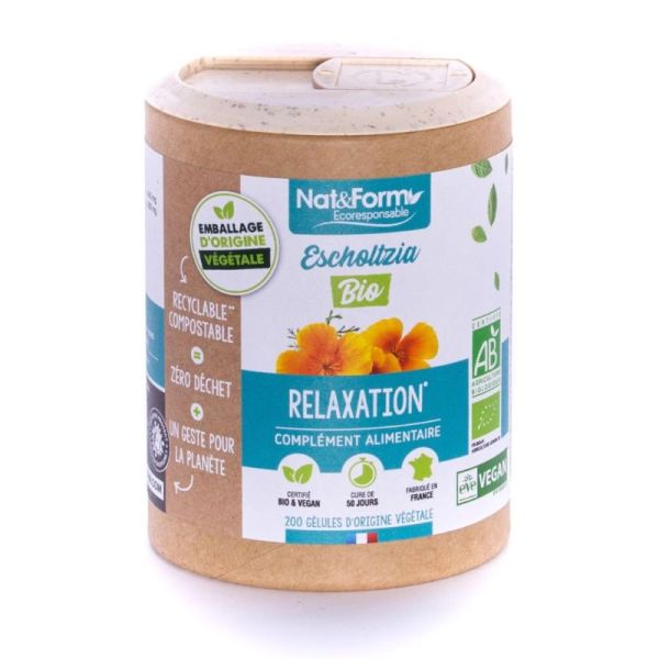Nat&Form Écoresponsable Escholtzia Bio Favorise La Relaxation - 200 Gélules