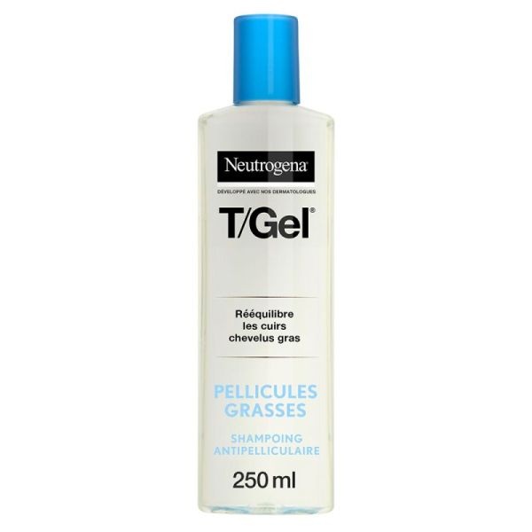 Neutrogena® T/Gel® Shampooing Pellicules Grasses - 250ml - Purifie, régule et rafraîchit le cuir chevelu