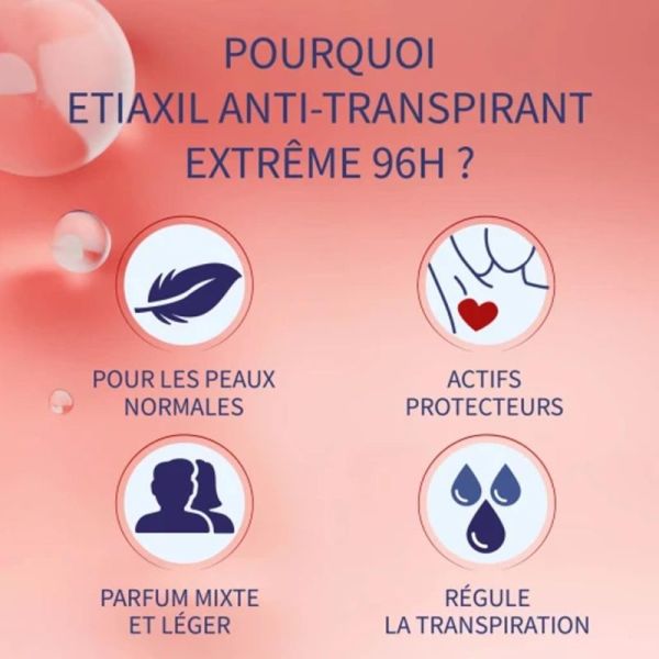 Etiaxil Anti-transpirant Extrême 96h Roll-on 50 ml Lot de 2 - Anti-humidité et anti-odeur
