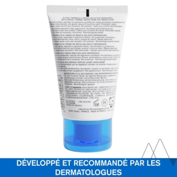 Uriage Bariéderm-Cica Crème Mains Isolante Réparatrice 50 ml - Répare et protège les mains très sèches