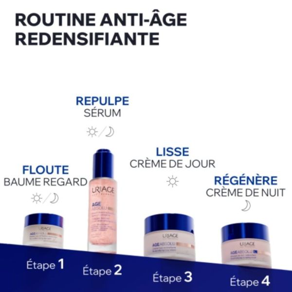 Uriage Age Absolu Crème Rose Redensifiante - 50 ml - Soin Anti-Âge Global Jour Éclat et Fermeté
