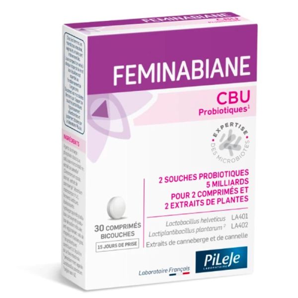 Pilèje Feminabiane CBU - 30 comprimés bicouches - Contribue au confort urinaire