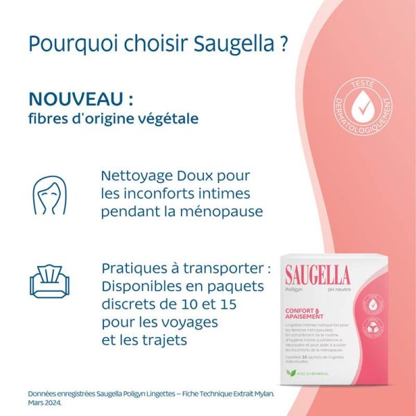 Saugella Poligyn Lingettes Boite de 10
