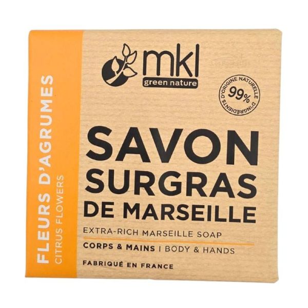 MKL Green Nature Savon Surgras de Marseille Fleurs d'Agrumes 100 g - Adoucissement et nettoyage quotidien du corps et des mains