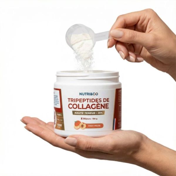 Nutri&Co Tripeptides de Collagène 100g Saveur : Pêche – Haute absorption et Fermeté