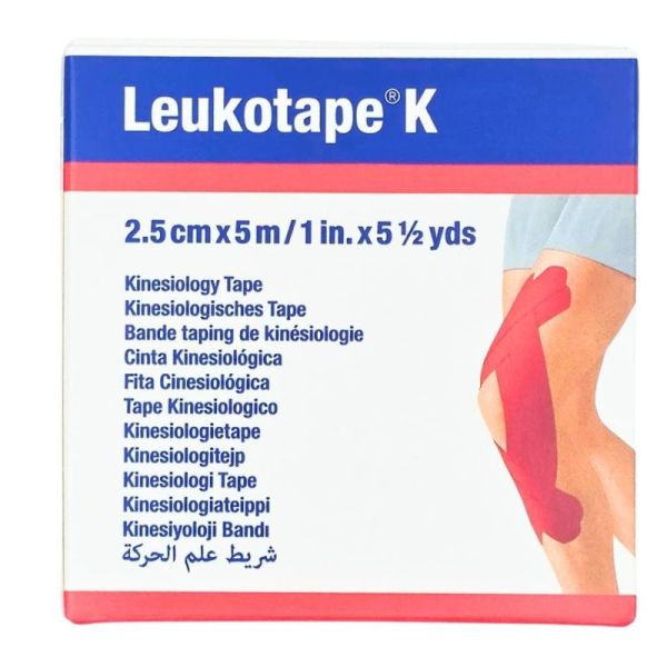Leukotape K Bande de Taping Rouge 2,5 cm x 5 m - Soutien musculaire et drainage