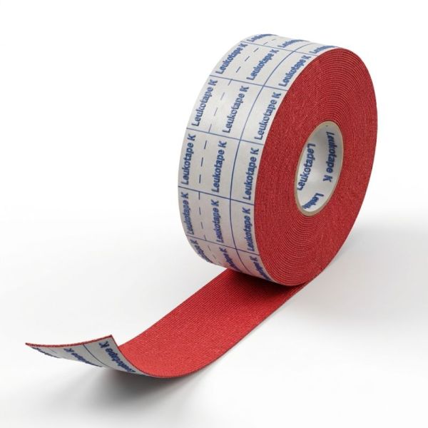 Leukotape K Bande de Taping Rouge 2,5 cm x 5 m - Soutien musculaire et drainage