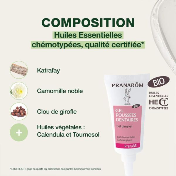 Pranarôm PranaBB Gel Gingival Poussées Dentaires Bio 15g – Apaisement et confort