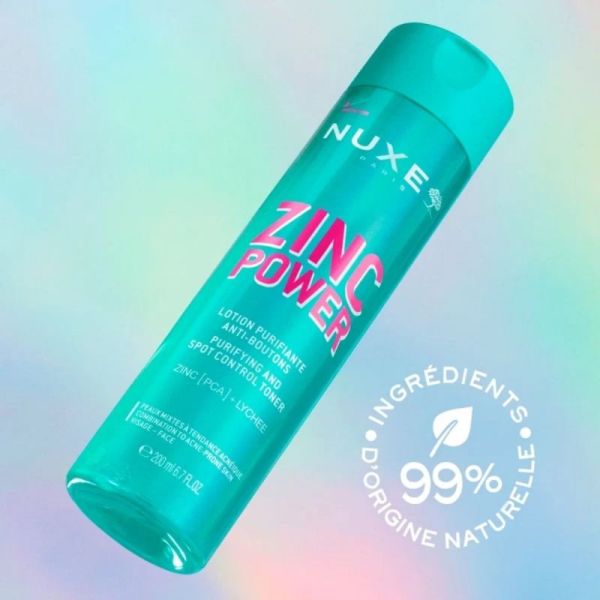 Nuxe Zinc Power Lotion Purifiante Anti-Boutons 200ml - Pores resserrés et peau matifiée