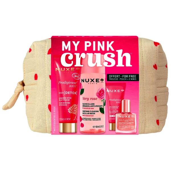 Nuxe Very rose Trousse Mes Essentiels Pink - Eau Micellaire + Gel-Crème + Masque + Huile + Trousse OFFERTE