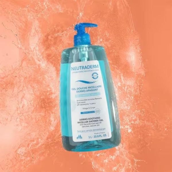 Neutraderm Gel Douche Micellaire Dermo-Apaisant 1 Litre - Sans savon, nettoie et apaise la peau