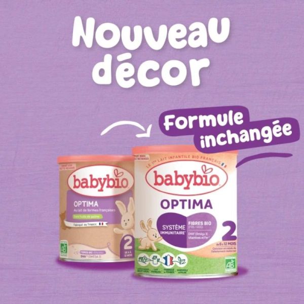 Babybio Optima 2ème âge 400 g (6 à 12 mois) - Lait de suite bio avec fibres