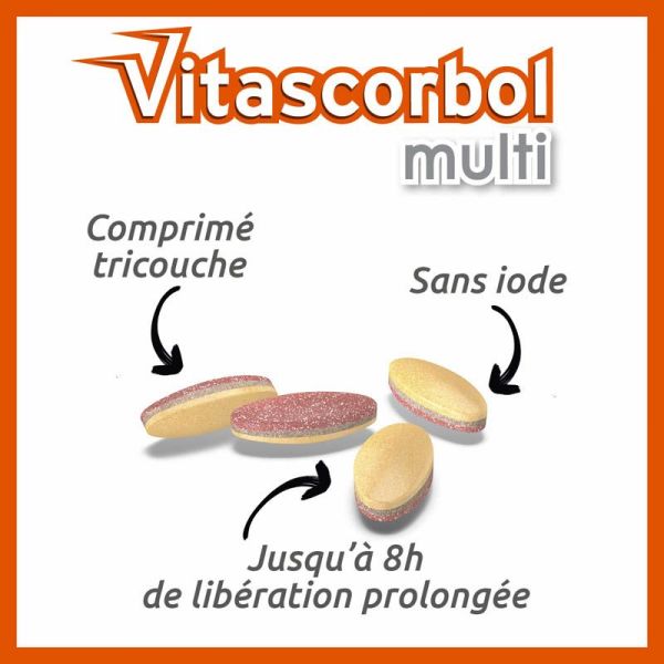 Vitascorbol Multi Adulte - 30 comprimés - Énergie et Immunité au Quotidien
