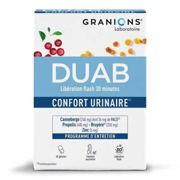 Granions Duab Confort Urinaire 20 gélules – Triple action Canneberge, Propolis et Zinc
