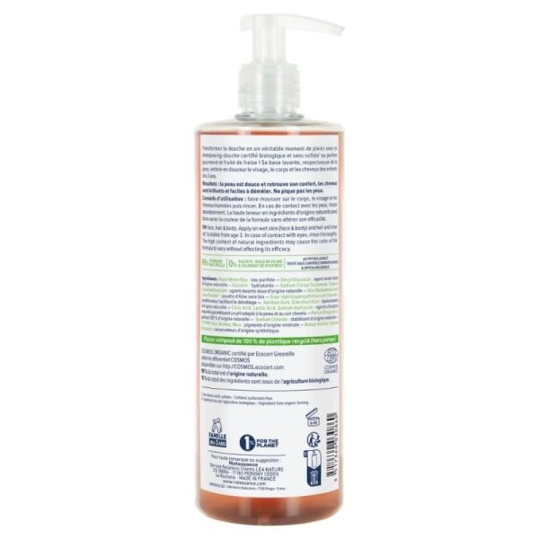 Natessance Shampooing-douche bio Kids Fraise Flacon de 500ml - La douche devient un jeu d'enfant