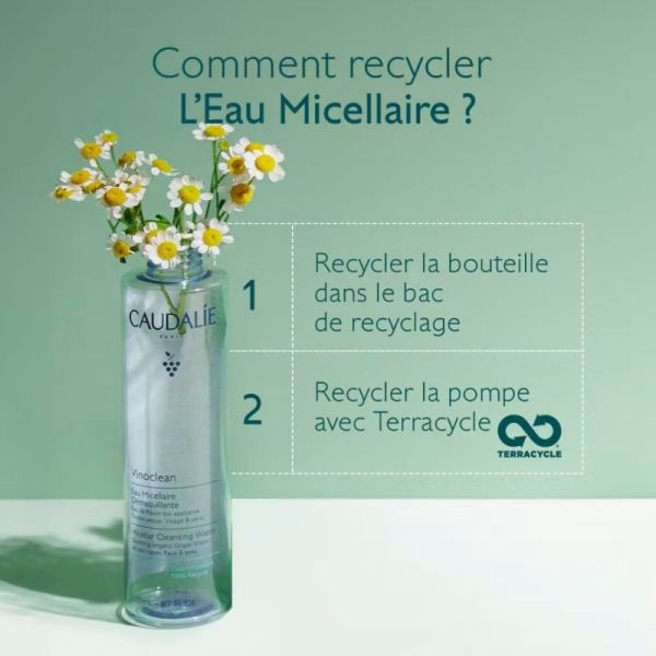 Caudalie Vinoclean Eau Micellaire Démaquillante 200ml - Nettoie, démaquille et apaise le visage et les yeux en un seul geste