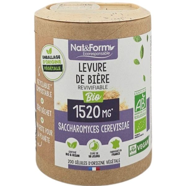 Nat&Form Levure de Bière Revivifiable Bio - Équilibre digestif et vitalité intestinale