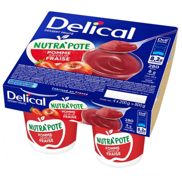 Delical Nutrapote Dessert aux Fruits Pomme Fraise 4x200g – Dénutrition et troubles de la déglutition