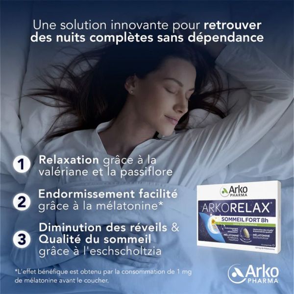 Arkopharma Arkorelax Sommeil Fort 8H 15 comprimés