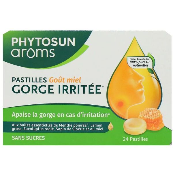 Phytosun Arôms Pastilles Gorge Irritée Sans Sucres Goût Miel - 24 Pastilles