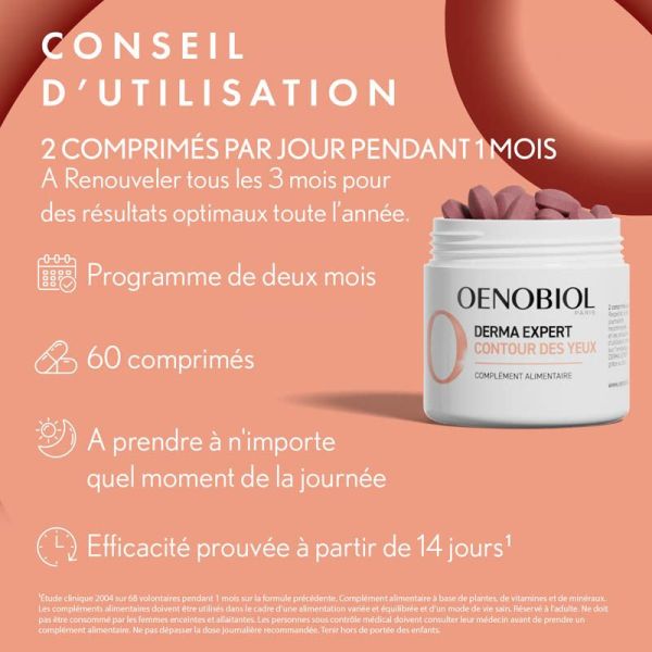 Oenobiol Derma Expert Contour des Yeux - 60 Comprimés - Réduction des poches & éclat du regard