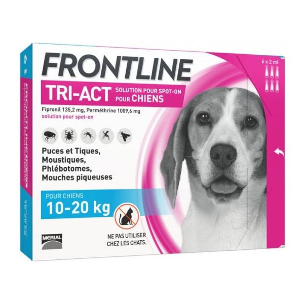 Frontline Tri Act spot on Chien Moyen 10 - 20 kg 6 pipettes
