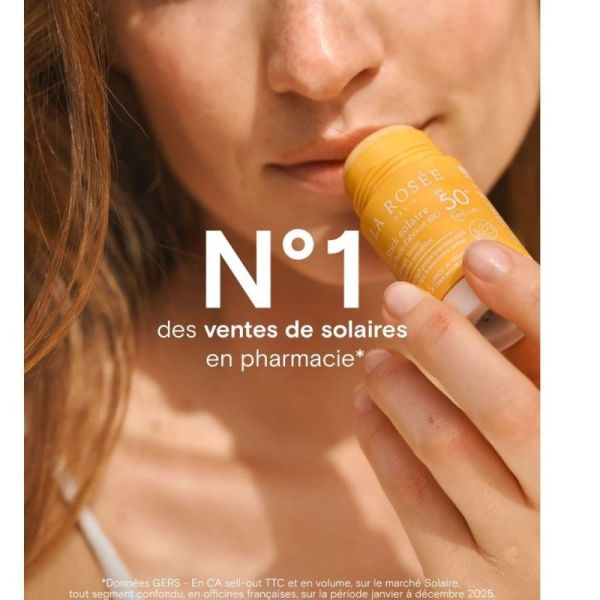 La Rosée Stick Solaire 15 ml à l'Huile d'Abricot Bio SPF50+ - Visage, lèvres et zones sensibles