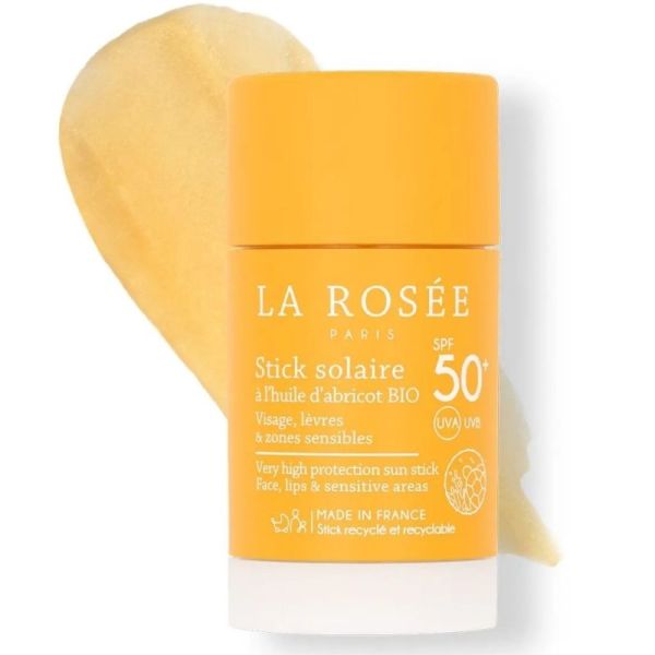 La Rosée Stick Solaire 15 ml à l'Huile d'Abricot Bio SPF50+ - Visage, lèvres et zones sensibles