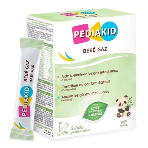 Pédiakid Bébé Gaz 12 sticks – Réduire les gaz et le confort intestinal