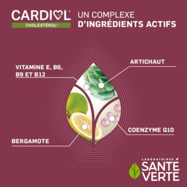 Santé Verte Cardiol Cholestérol 60 comprimés - Soutient l'équilibre lipidique et cardiovasculaire
