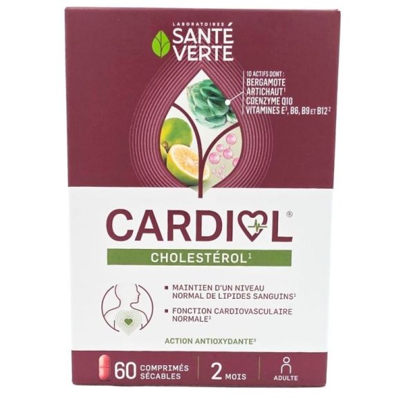 Santé Verte Cardiol Cholestérol 60 comprimés - Soutient l'équilibre lipidique et cardiovasculaire