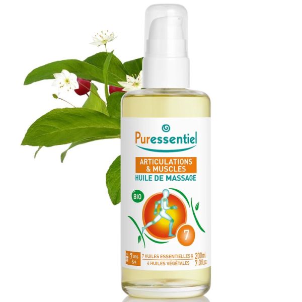 Puressentiel Articulations & Muscles Huile de Massage Arnica Gaulthérie Bio 200 ml – Grand format sportif économique