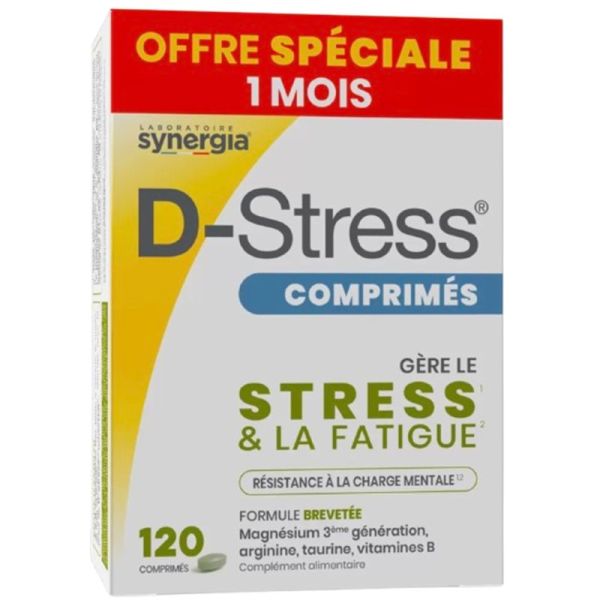 Synergia D-Stress 120 Comprimés – Gestion du stress et fatigue réduction